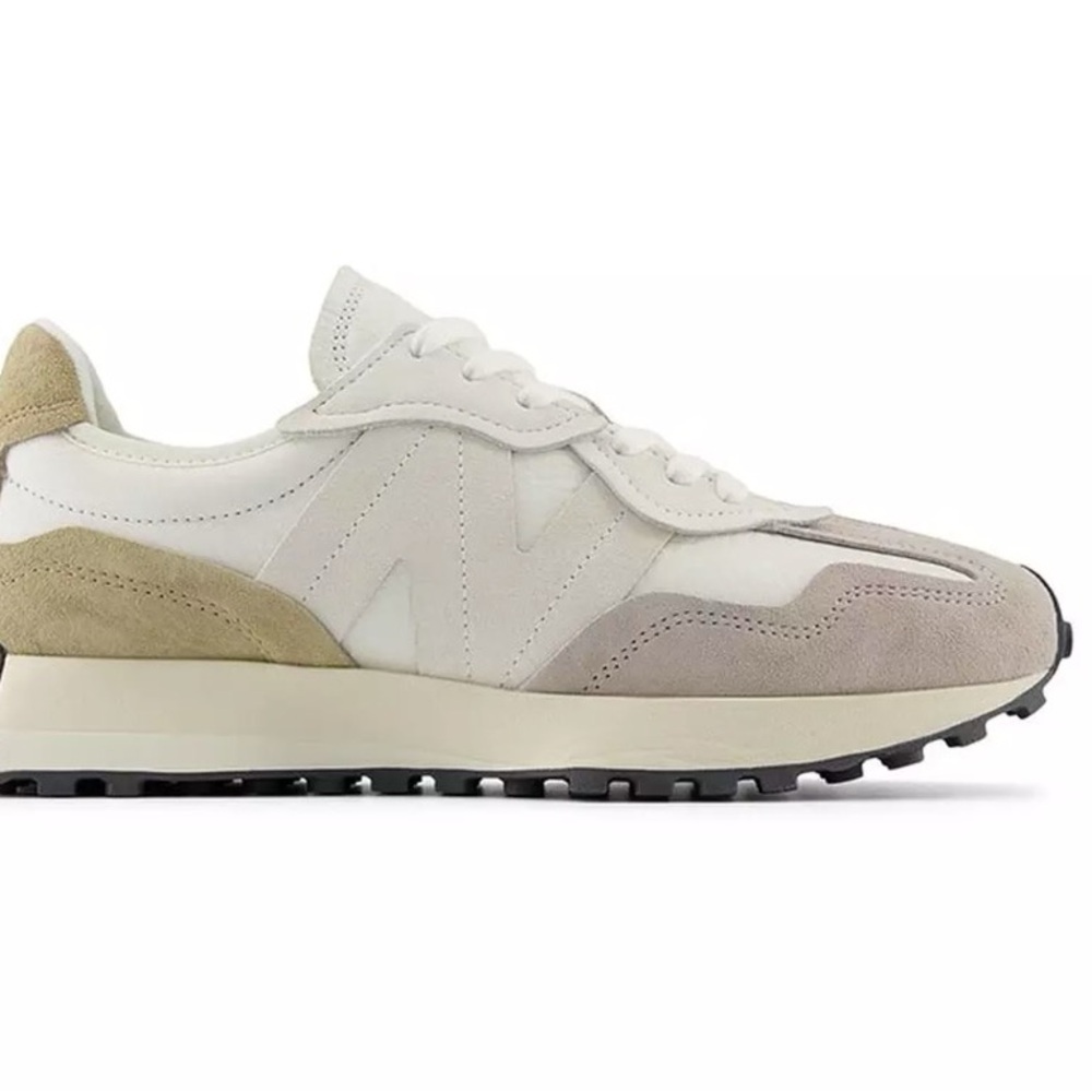 New Balance 327 White and Tan Retro-Inspired Sneakers